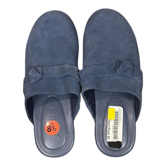 Splendid Blue Suede Studded Olive Clogs 8.5 - Picture 2 of 7